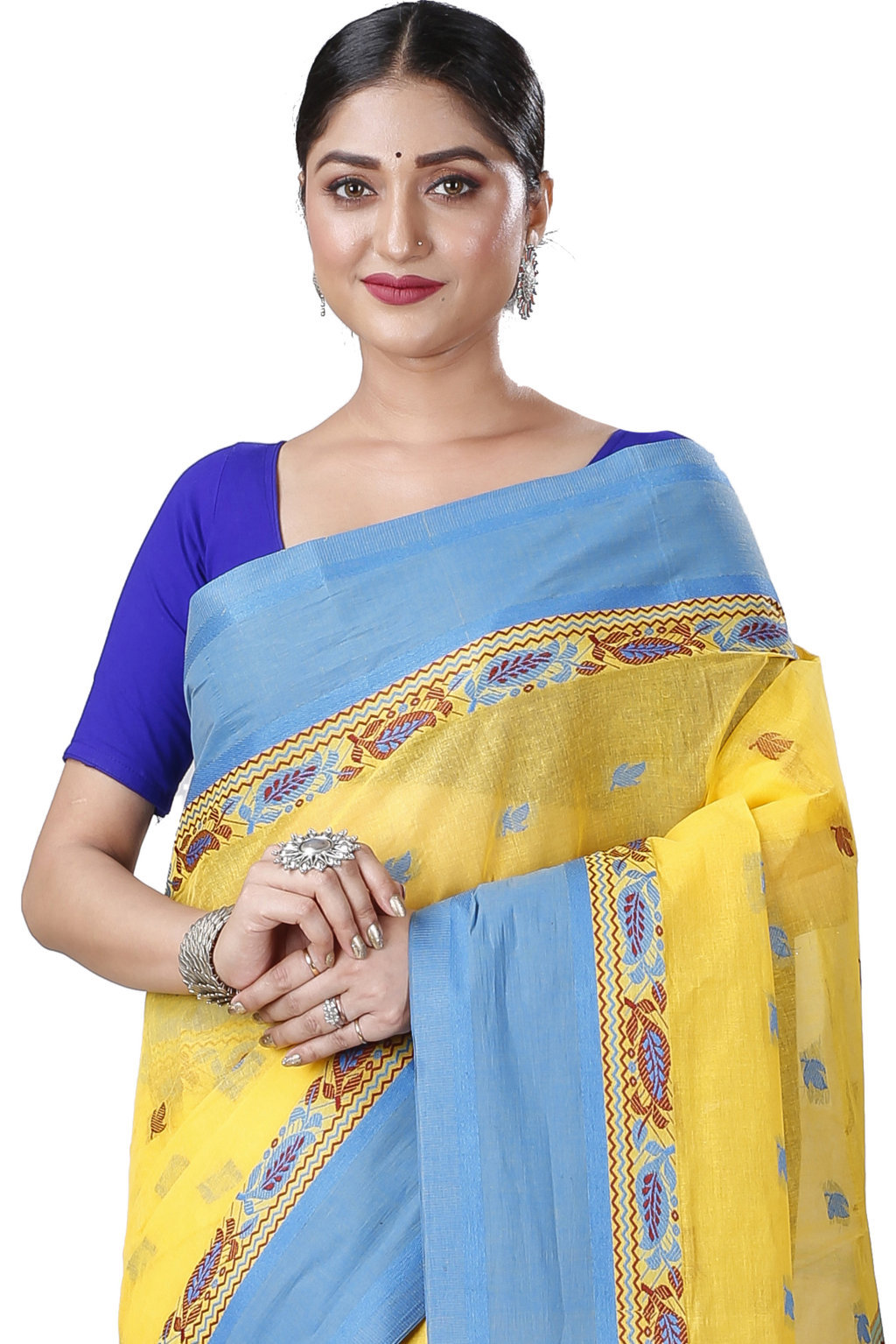 Yellow Pure Cotton Provati Tant Saree (1073)
